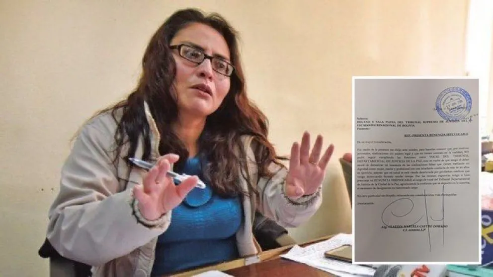 Claudia Castro en una conferencia de prensa cuando aún era jueza anticorrupción. Foto: El Diario.