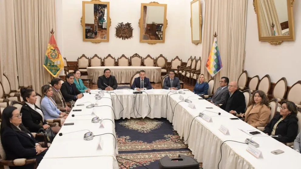 Autoridades del Órgano Judicial en una reunión de emergencia. Foto: Captura