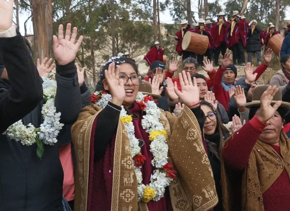 La alcaldesa Eva Copa durante el acto del año pasado. FOTO: Alcaldía de El Alto