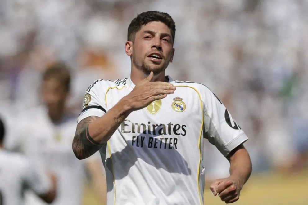 Federico Valverde celebra el tercer gol del Real Madrid ante el Pachuca en el Mundial de Clubes. Foto: EFE