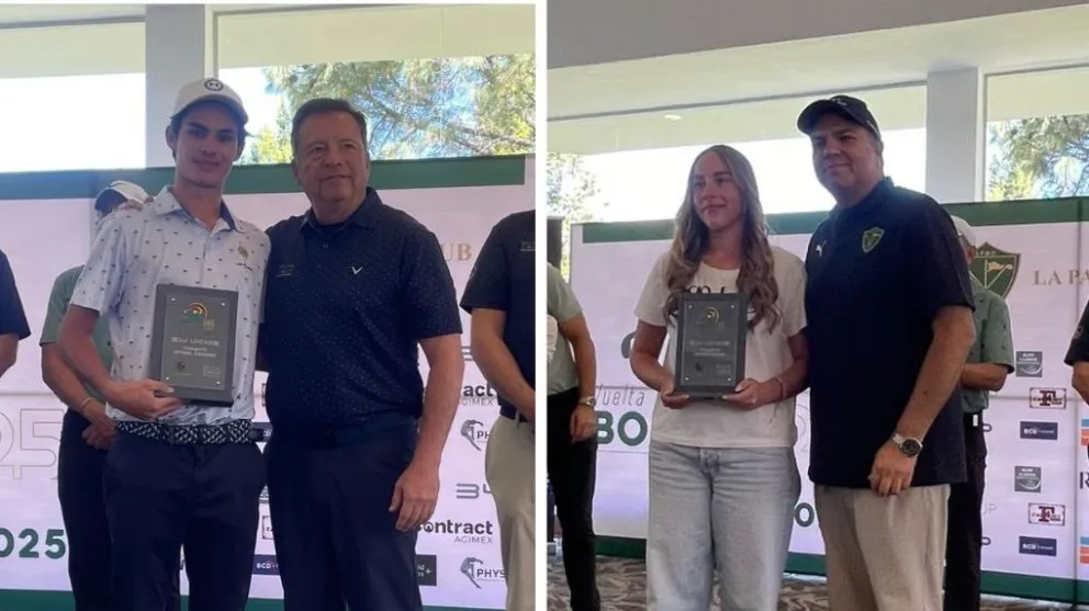 Monasterio (izq.) y Blanco, tras ganar el torneo paceño. Foto: Federación Boliviana de Golf.