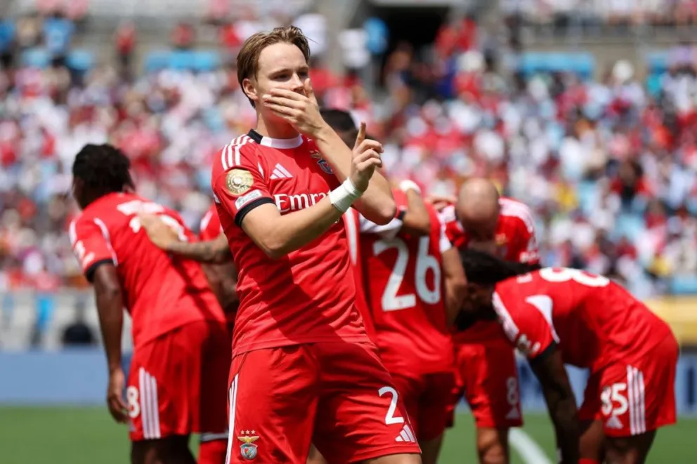 La celebración del equipo lusitano que ganó su partido. Foto: BL