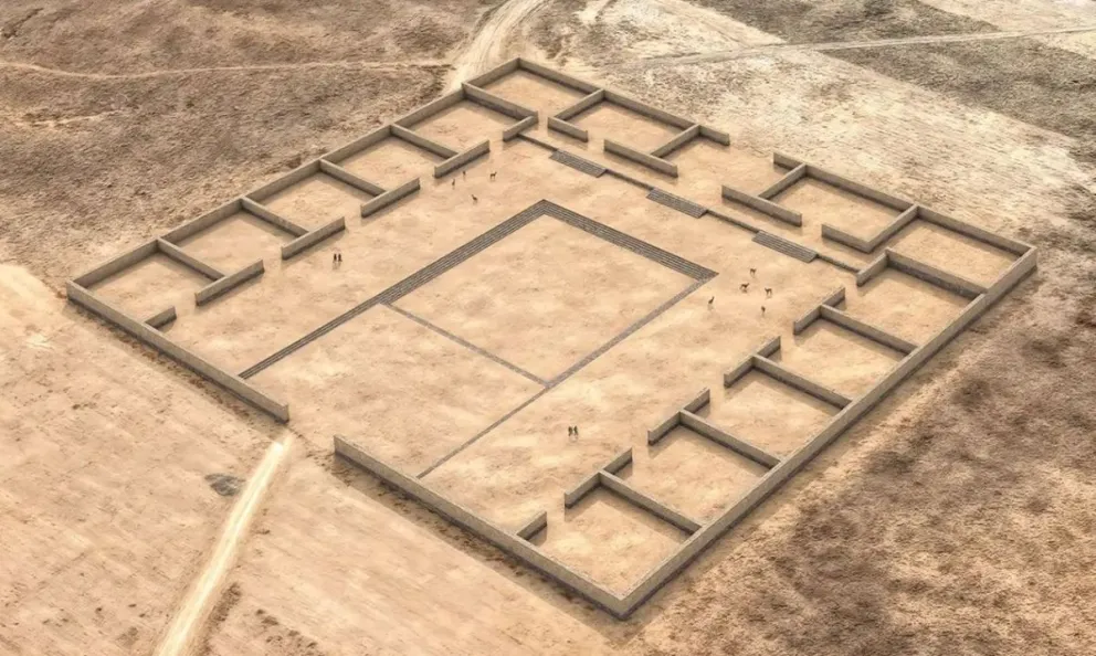 Reconstrucción isométrica del templo de Palaspata con muros de tres metros de altura. Foto: Antiquíty