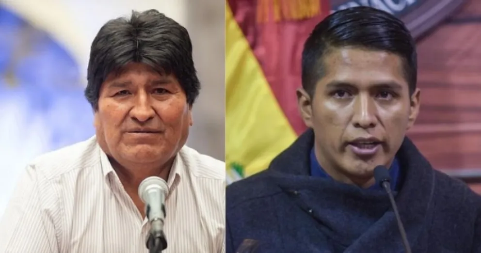 El expresidente Evo Morales y el presidente de la Cámara de Senadores y cabdidato Andrónico Rodríguez. Foto: ABI