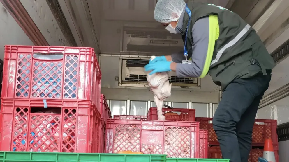 Decomiso de pollo. Foto: Ministerio de Defensa