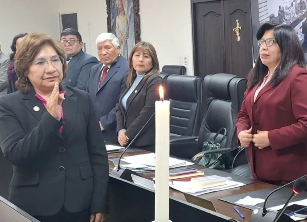 El juramento de la magistrada Margot Pérez, este martes. Foto: AJN