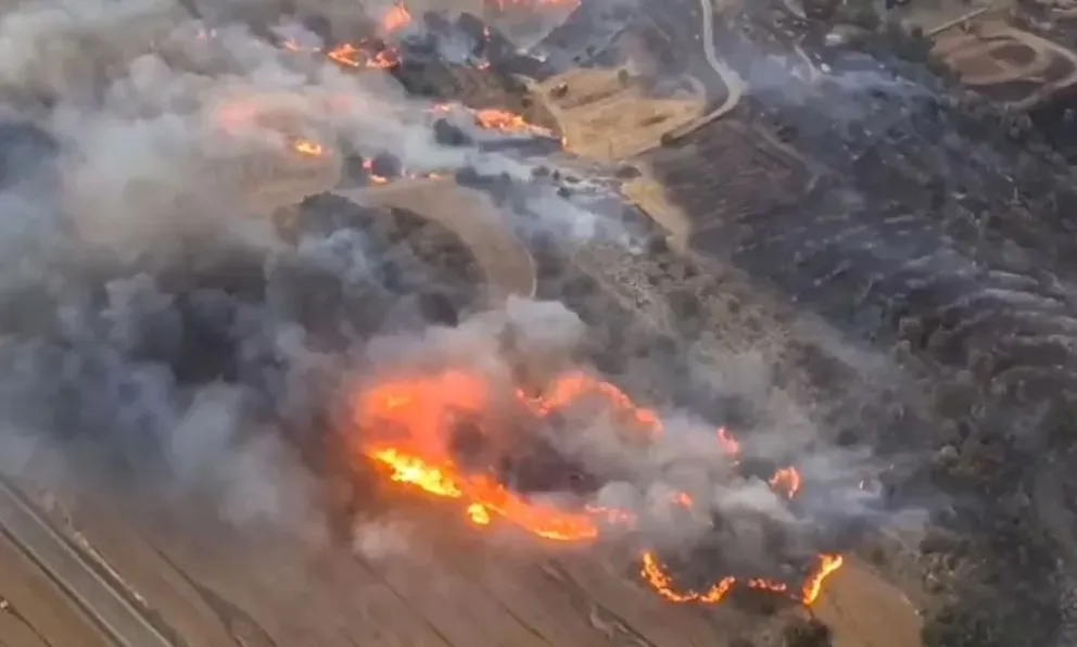 Uno de los incendios declarados en la comarca de la Segarra, en Lleida, Barcelona. Foto: EFE