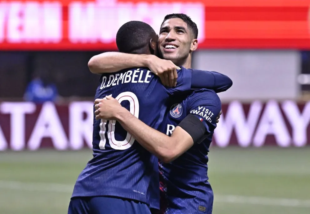 La celebración de los jugadores del PSG que pasaron a semifinales. Foto. PSG