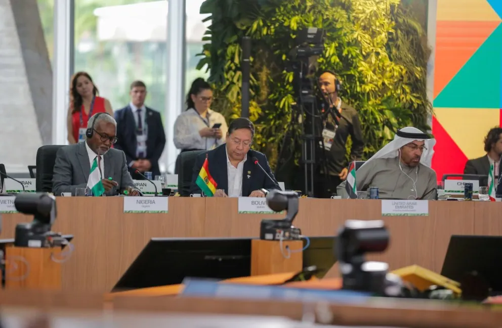 Arce durante la cumbre BRICS en una imagen tomada de sus redes.