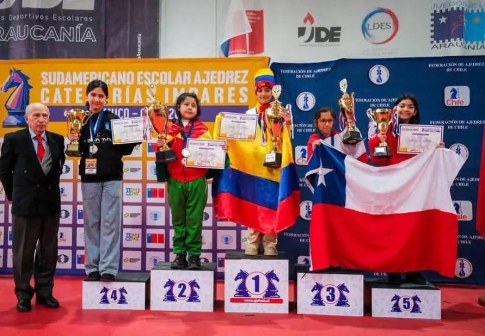 La ceremonia de premiación luego de la competencia. Foto: Federación Boliviana de Ajedrez