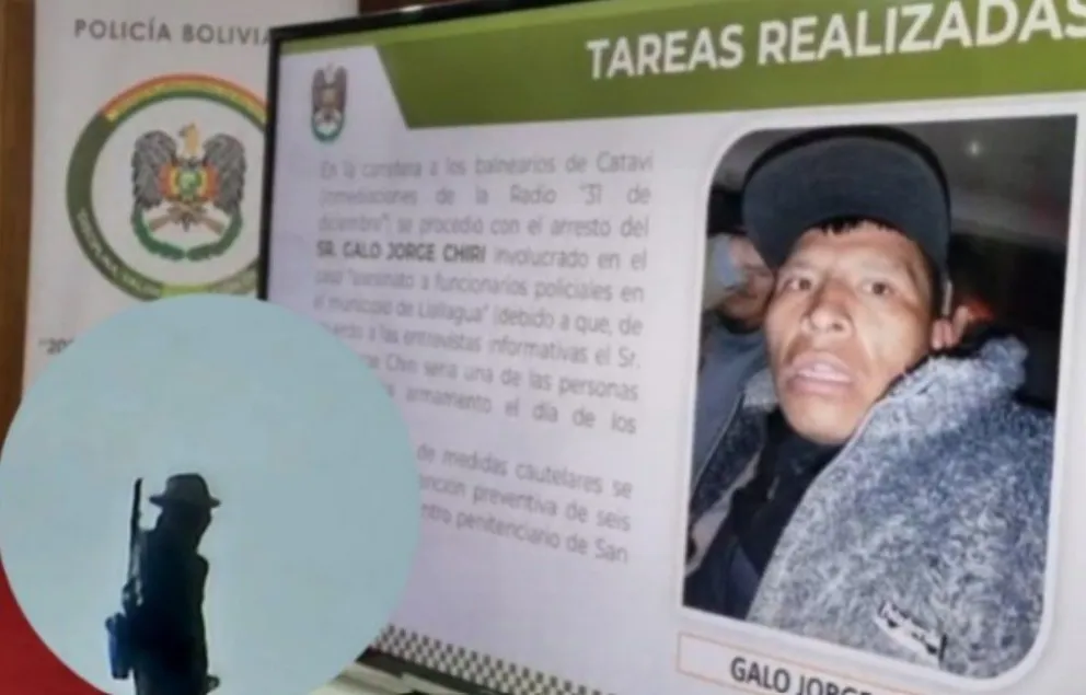 La Policía presentó los antecedentes del acusado de ser el francotirador en Llallagua. Foto: Captura
