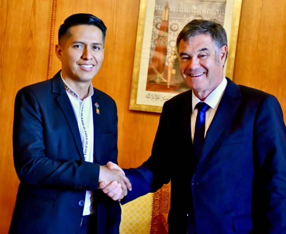 El presidente del Senado, Andrónico Rodríguez en un encuentro pasado con el presidente del Senado de Chile Manuel José Ossandón. Foto: Senado