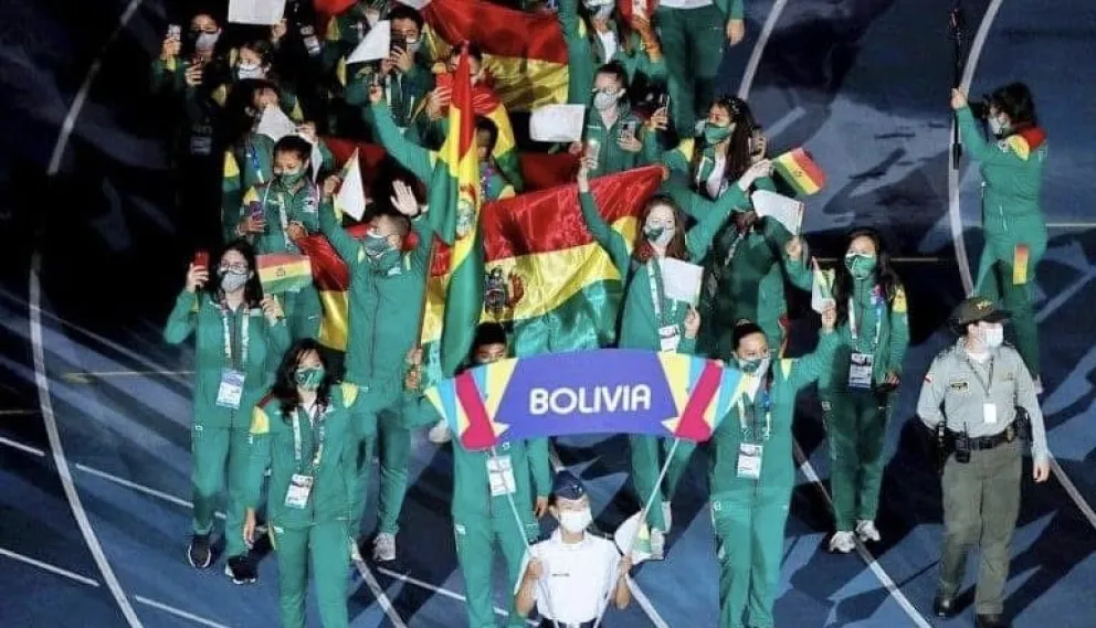 Imagen de la delegación boliviana en la anterior cita juvenil de Cali, Colombia, 2021.