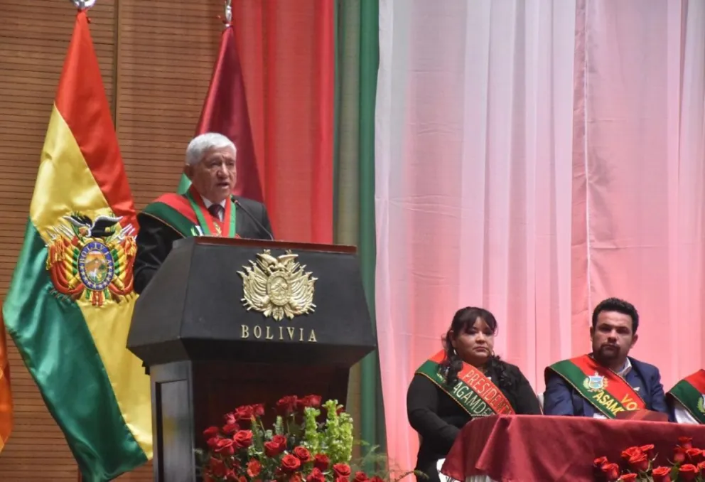 Arias, durante su discurso, este martes. Foto: AMUN