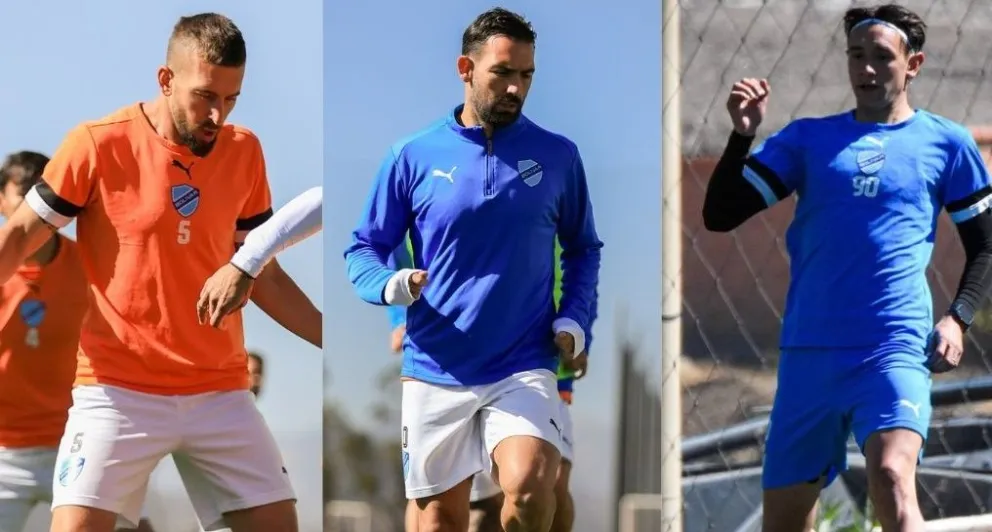 Echeverría (izq.), Cautericcio y Gariglio, durante un anterior entrenamiento. Fotos: Club Bolívar.
