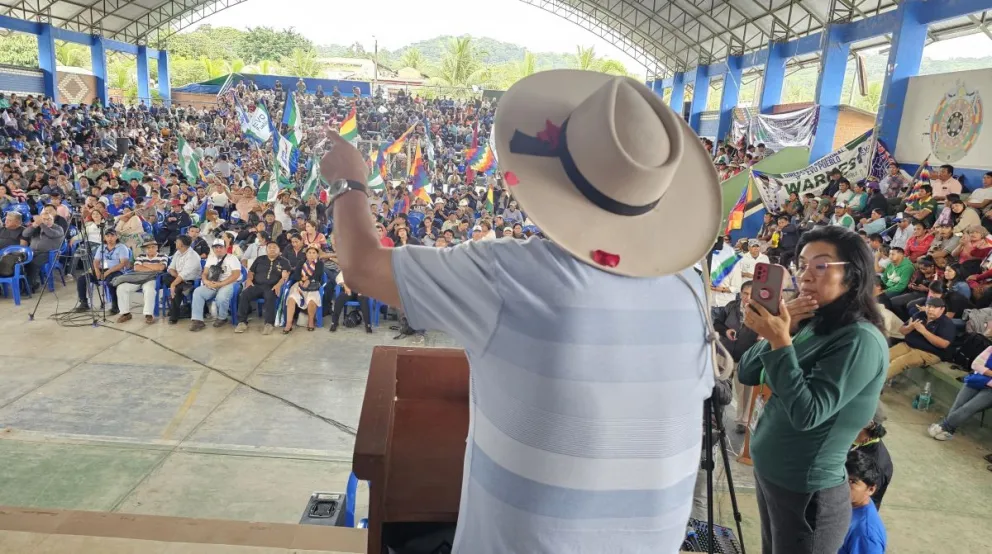 Evo Morales en uno de sus encuentros en el trópico de Cochabamba. 