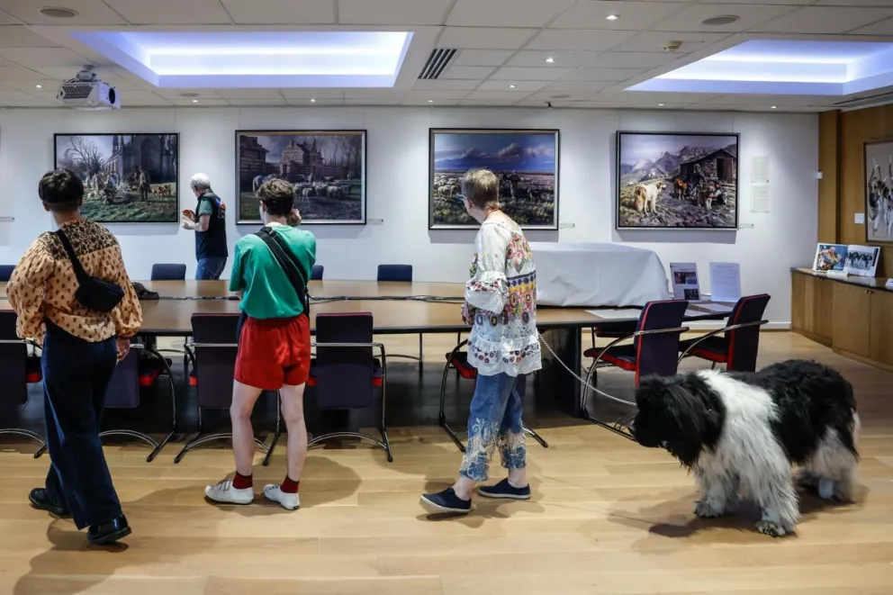 Visitantes del museo dedicado a los perros en Aubervilliers, cerca de París. Foto: EFE