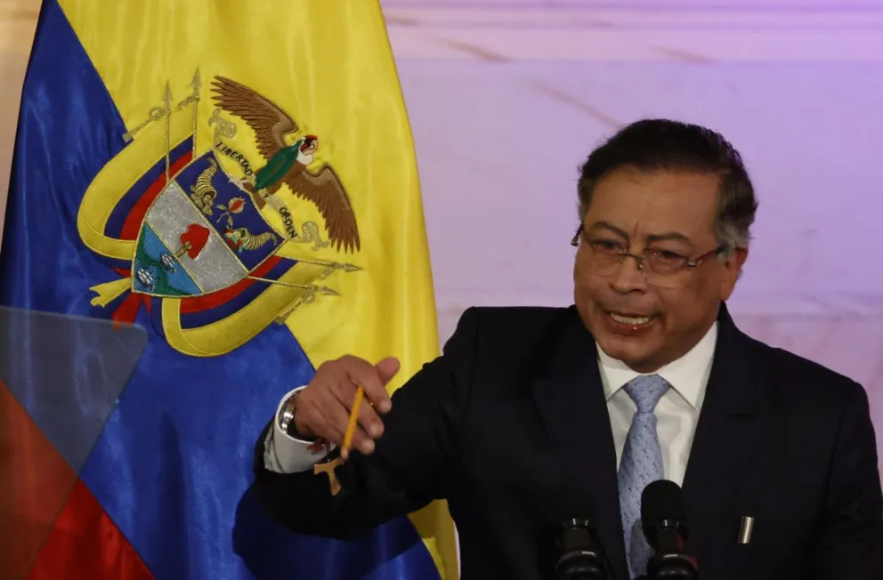  Gustavo Petro en su discurso durante la instalación del nuevo periodo de sesiones del Congreso este domingo. Foto: EFE