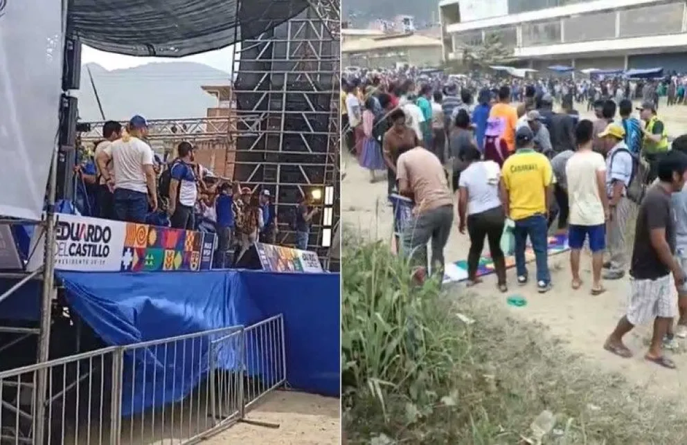 Eduardo Del Castillo en el escenario cuando comenzaron los enfrentamientos. Foto: Erbol