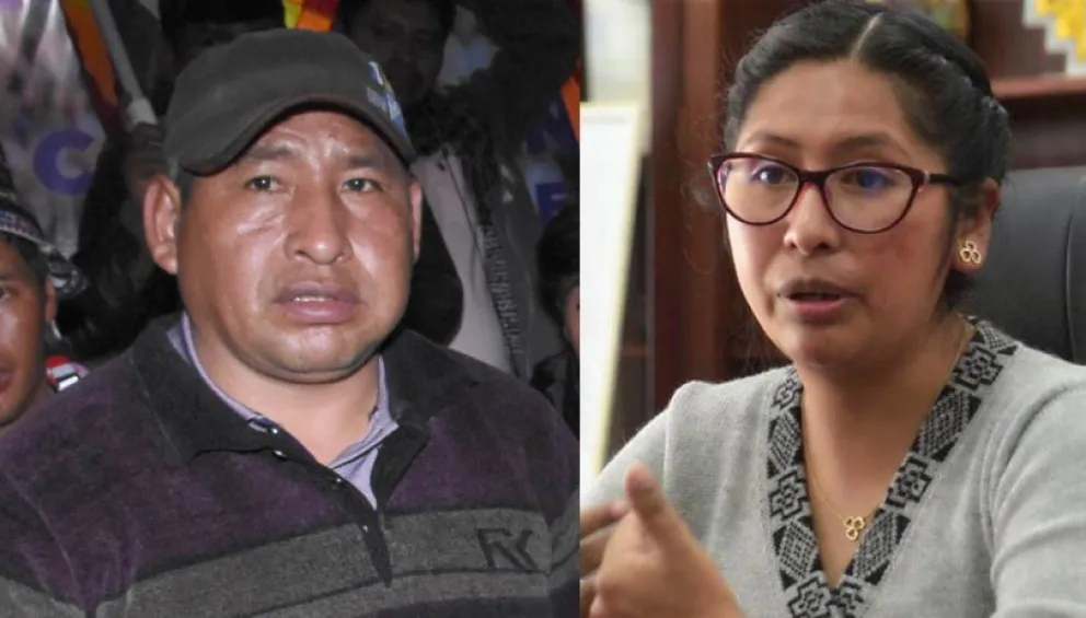 El dirigente evista Ponciano Santos y la alcaldesa de El Alto Eva Copa. Foto: ABI 