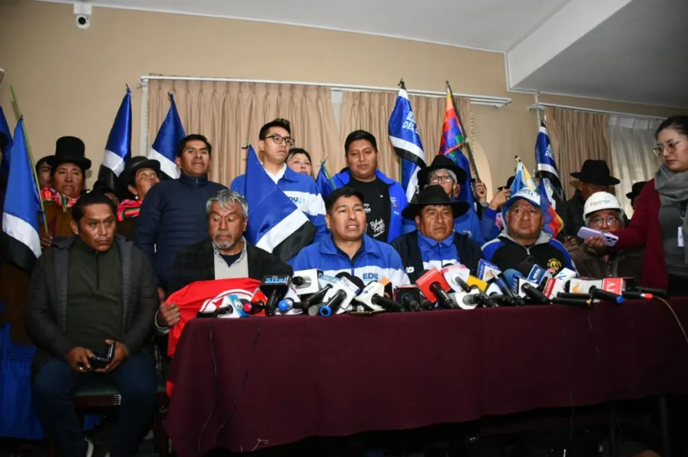 Conferencia de prensa de los dirigentes del MAS. Foto: APG