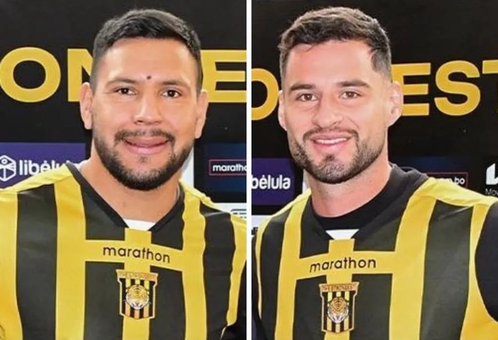 Andrés Chávez (izq.) y Braian Salvareschi, los dos refuerzos del Tigre. Fotos: club The Strongest