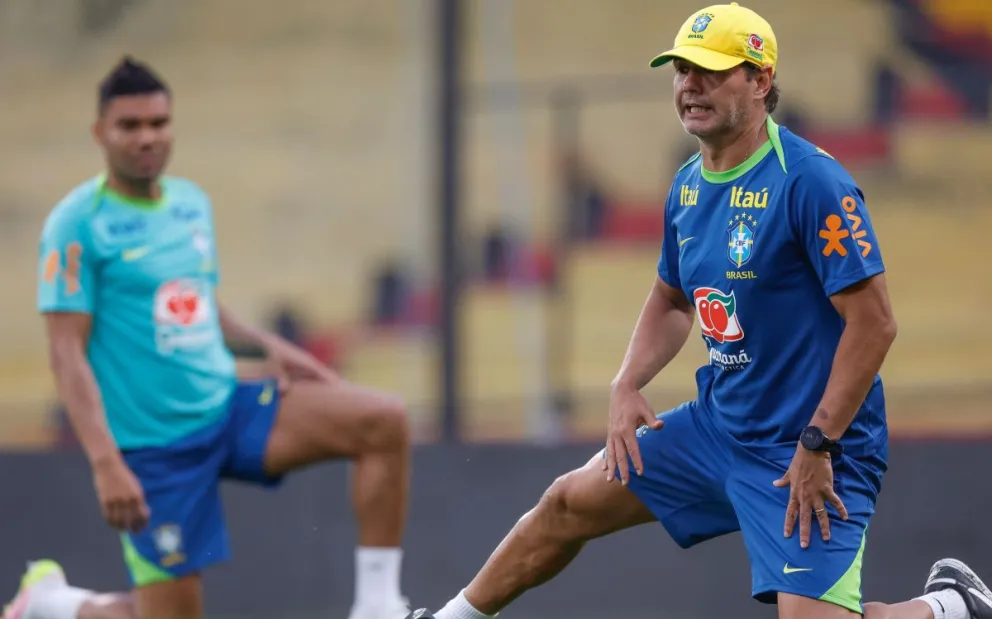 El preparador físico Cristiano Nunes, durante el entrenamiento con la selección en junio, en Guayaquil. Foto: CBF