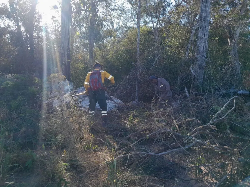 Bomberos de la Gobernación evitan avance de incendio hacia bosque primario en Puerto Suárez. Foto: Gobernación de Santa Cruz