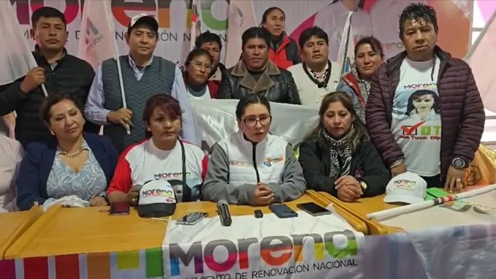 Eva Copa en conferencia de prensa, este martes, anunció que esperan una decisión final de MORENA