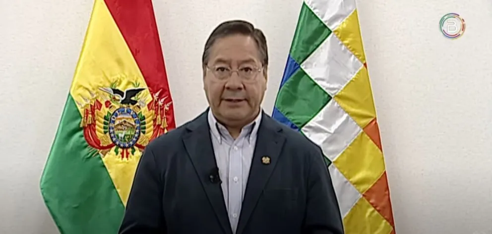 Luis Arce, durante su mensaje presidencial. Foto: Captura de video