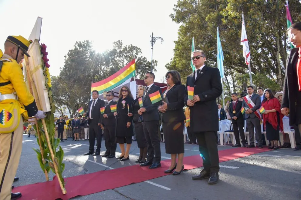 El presidente del TSJ, Romer Saucedo, este lunes en un acto en Sucre. Foto: Coreo del Sur