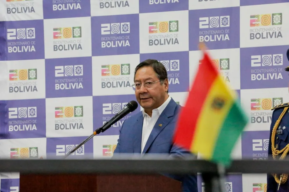 Luis Arce en Sucre durante los festejos en una imagen tomada de sus redes.