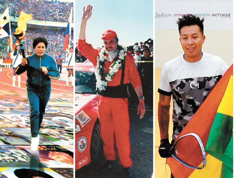 La atleta Julia Iriarte, el piloto Armin Franulic y el raquetbolista Corrado Moscoso, tres ilustres de los muchos de nuestro deporte. 