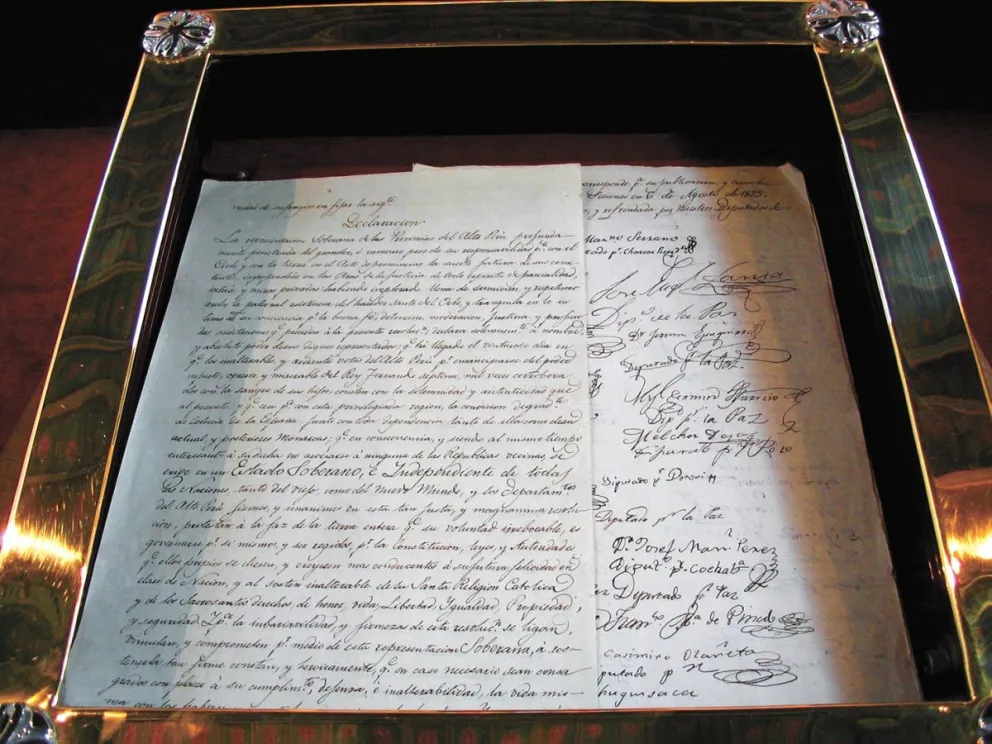 Acta de Independencia de Bolivia, documento con el que nace el Estrado republicano. Foto: ABI