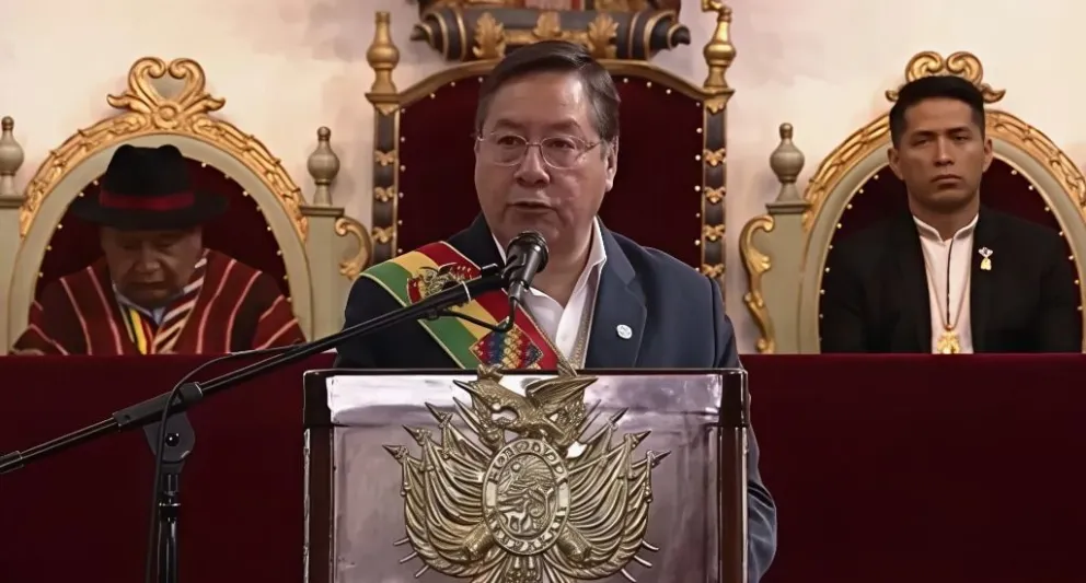 Luis Arce Catacora durante su discurso Foto:Captura