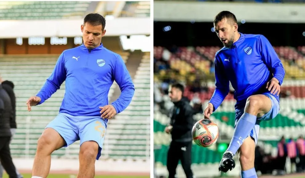 Justiniano (izq.) y Echeverría en anteriores entrenamientos. Fotos: Club Bolívar.