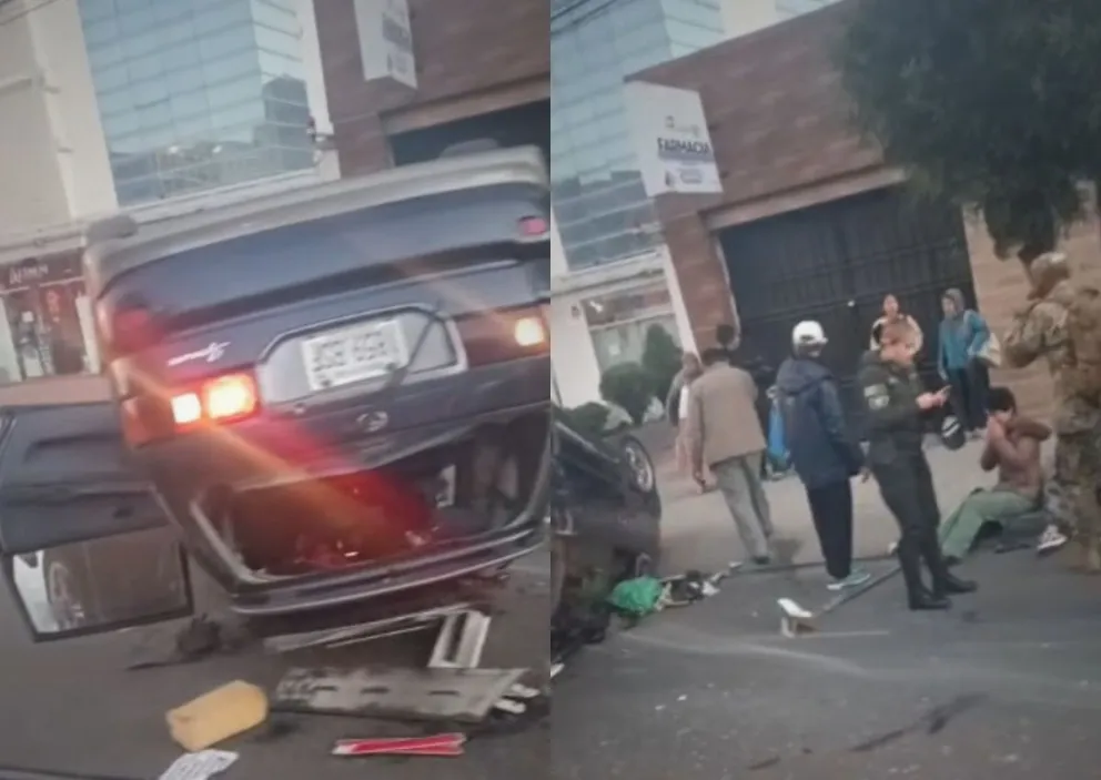 Los dos vehículos involucrados en el accidente. Foto: Captura de video