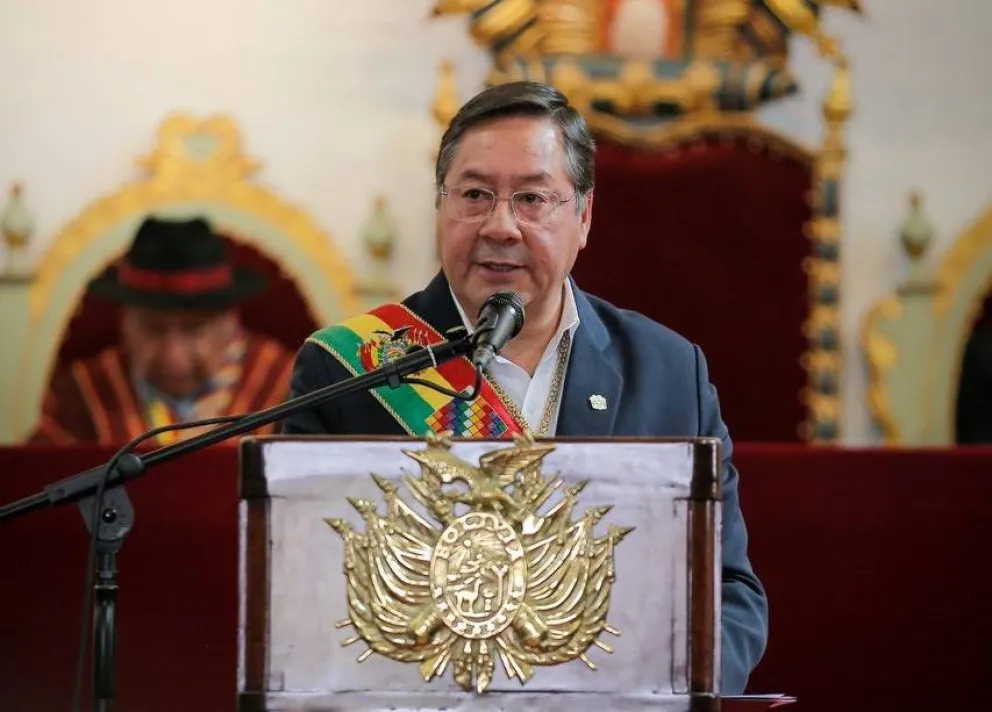 El presidente Luis Arce defendió su gestión y logros en su mensaje del 6 de agosto, con motivo del Bicentenario. Foto. ABI