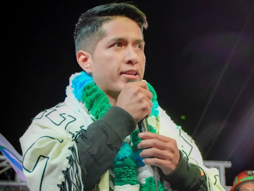 El candidato Andrónico Rodríguez, en una concentración. Foto: RRSS del candidato 