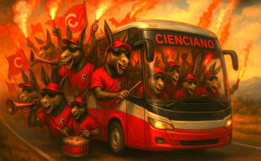 El afiche que publicitan los hinchas del Cienciano para el traslado a La Paz. Foto: FI