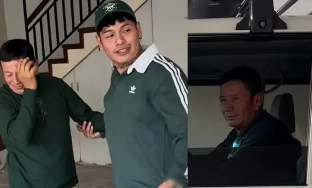 Corona junto a su papá.  Foto: Captura Unitel