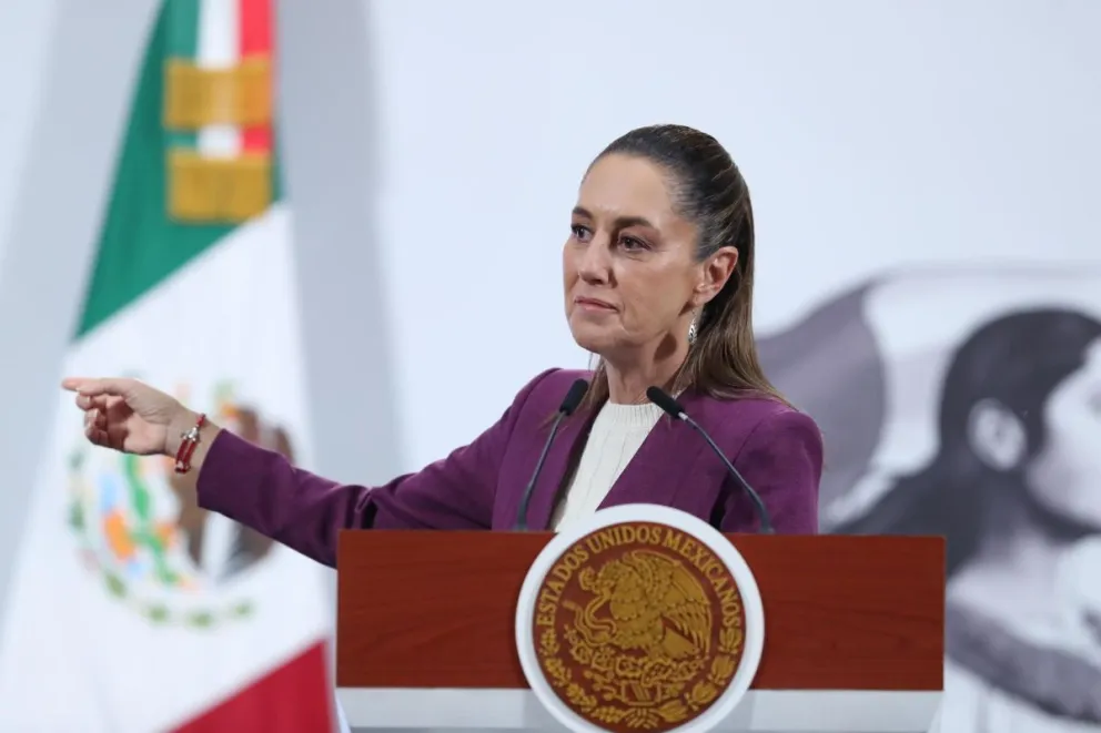 Claudia Sheinbaum, habla en una rueda de prensa este jueves. Foto: EFE