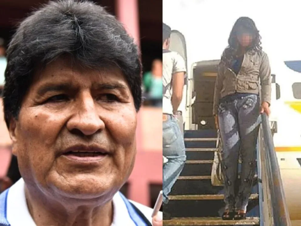 Cindy Saraí y Evo Morales. Fotos: EFE y RRSS