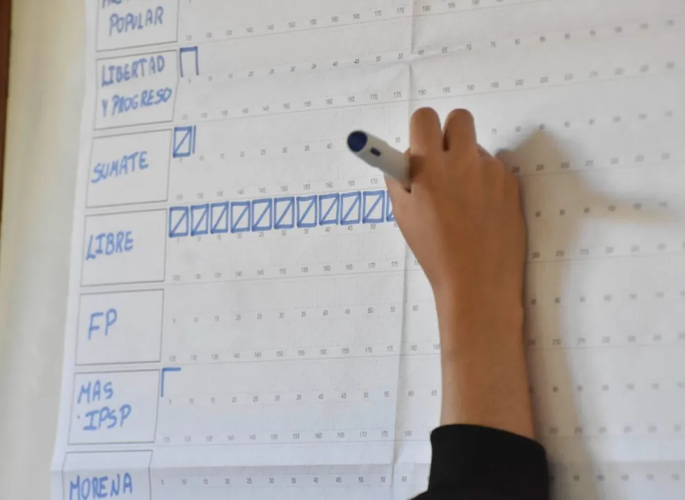 Un coteo de votos en un centro de votación en las elecciones del 17 de agosto. Foto: APG