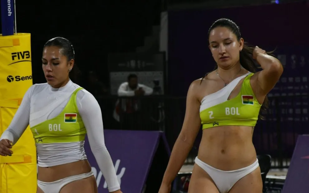 La dupla nacional en uno de sus partidos en los Juegos. Foto: COB.