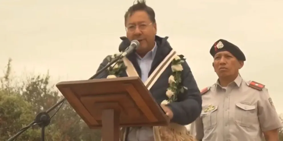 Arce en Charagua, este sábado. Foto: ABI