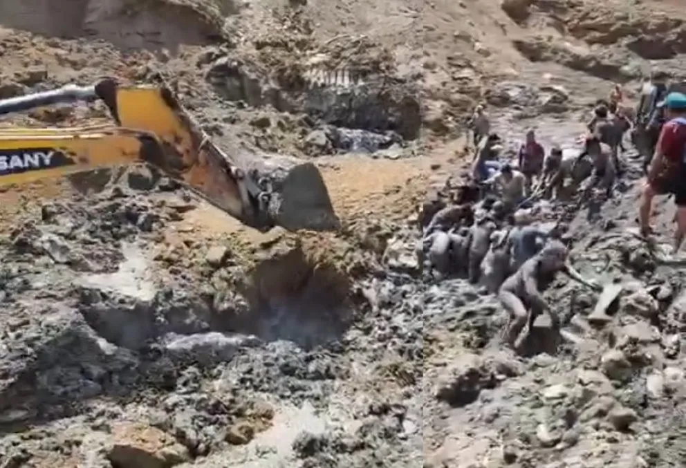 El sitio del deslizamiento y las personas afectadas. Foto: Captura Radio Caranavi