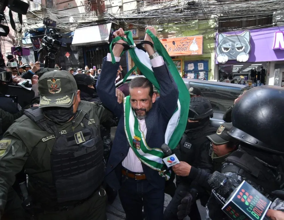 Camacho al llegar al juzgado en La Paz, este lunes. Foto: APG