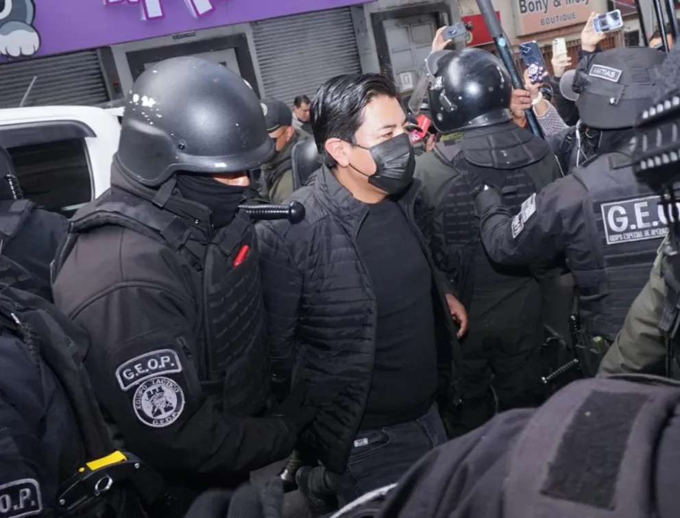Marco Pumari, en la audiencia de este martes en juzgados de La Paz. Foto: APG