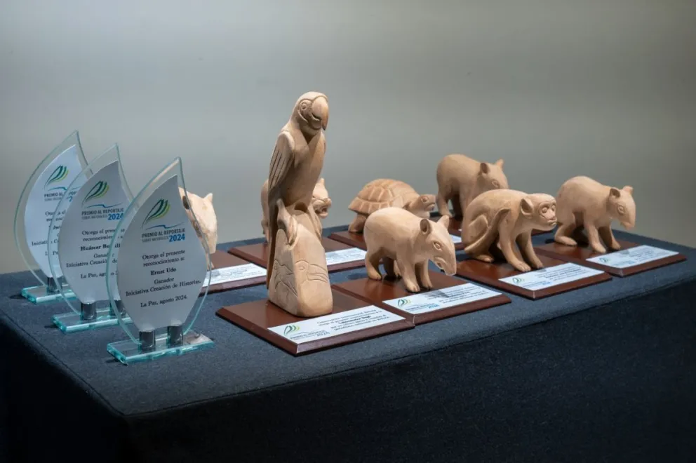 Las estatuillas que se entregarán a los finalistas y ganadores. FOTO: Organización del certamen